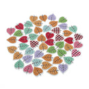 50Pcs Wood Leaf Handmade 2 Holes Wooden Buttons Sewing Scrapbooking DIY Craft