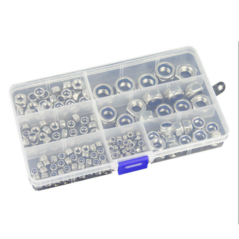 165pcs Boxed 304 Stainless Steel Nylon Lock Nut Locknut Self-Locking Nut NRJ