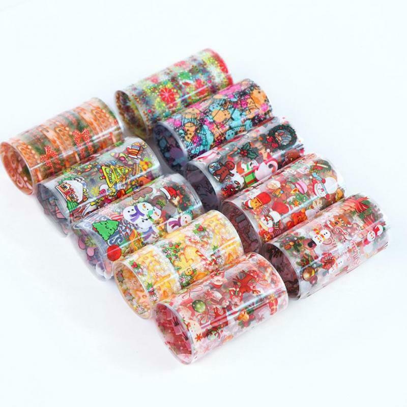 10 Rolls Christmas Nail Stickers Snowflakes Snowmen Xmas Tree Nail Art Decals