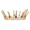 Retro Personality European Full Crown Bride Crown Blue Rhinestone Wedding D