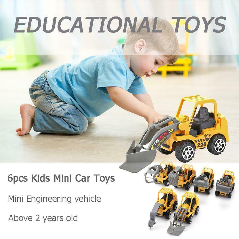 6X Kids Mini Car Toys Lot Vehicle Sets Educational Toys Engineering vehicle