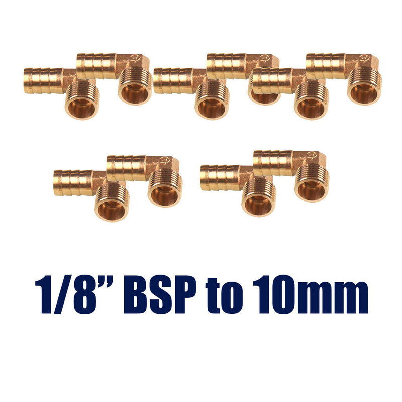10Pcs 1/8 10mm Brass 90 Degree Male Elbow BSP Pagoda Connecting Pipe Fitting