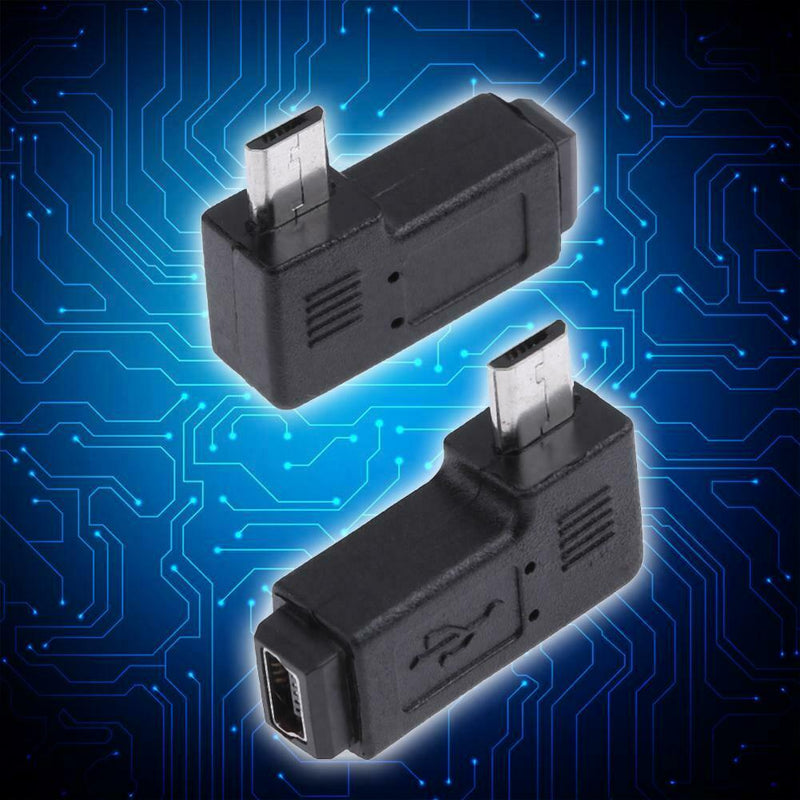 2pcs 90 Degree Mini USB Female to Micro USB Male Adapter Connector