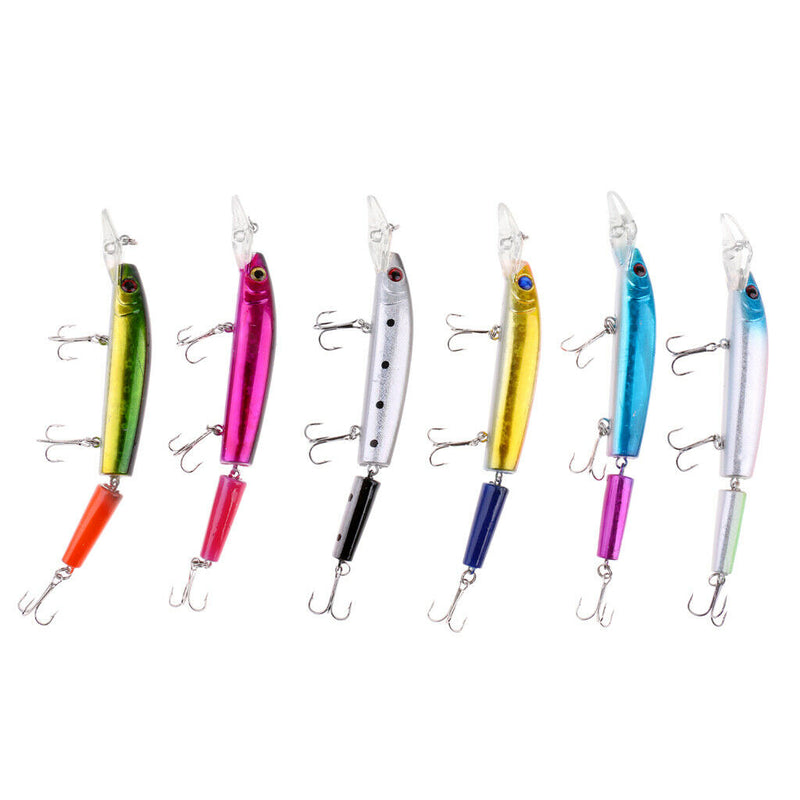 6Pcs Multi-Section Jointed Fishing Lure Minnow  Artificial   Baits