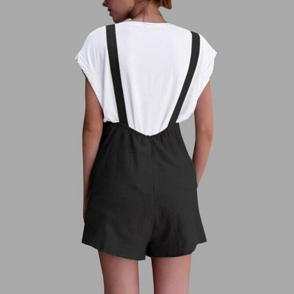 Women Summer Casual Spaghetti Straps Jumpsuits Rompers Ladies Solid Loose S P2L2