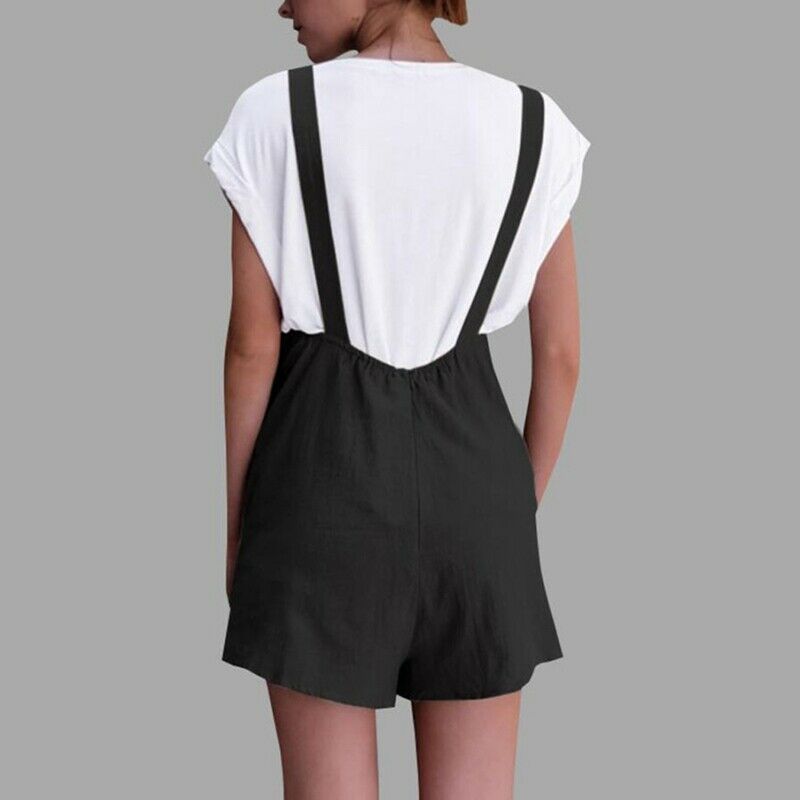 Women Summer Casual Spaghetti Straps Jumpsuits Rompers Ladies Solid Loose S P2L2