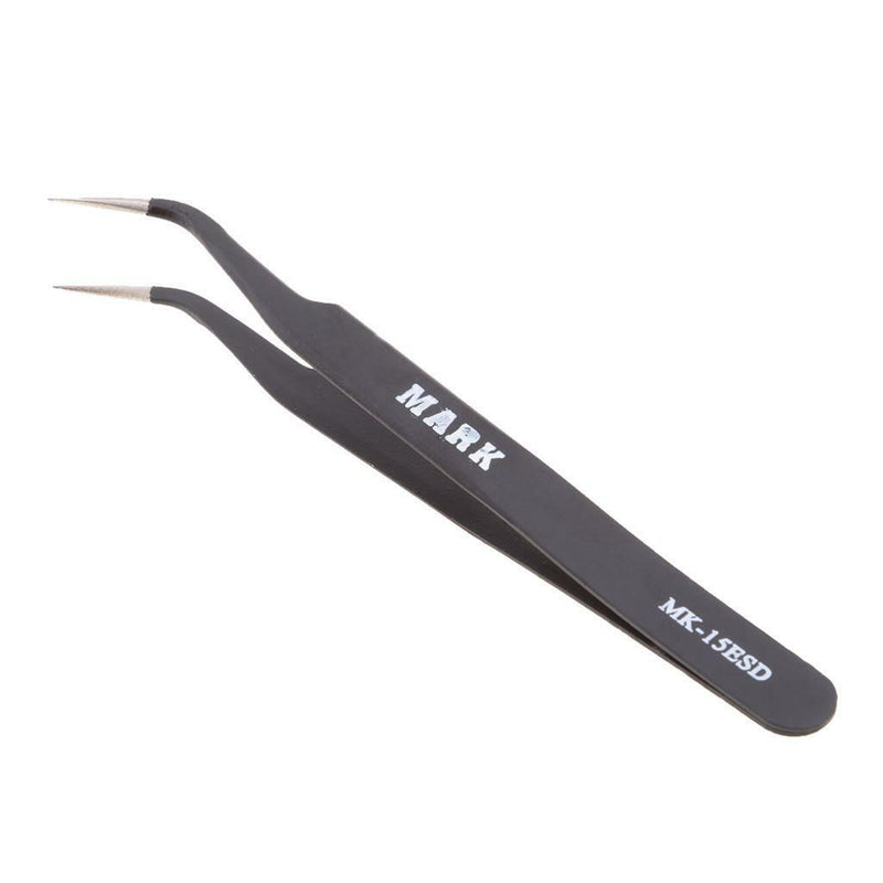 2 Pieces Matte Non-slip X Type Pointed Straight Curved Tweezers Repair Tool