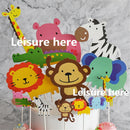 7pcs Baby Shower Wildlife Animal Cake Topper Party Monkey Lion Zebra Ca3c
