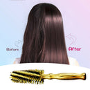 Bristle Hair Curling Brush Wooden Round Comb Hairstyling Magic Curl Brush