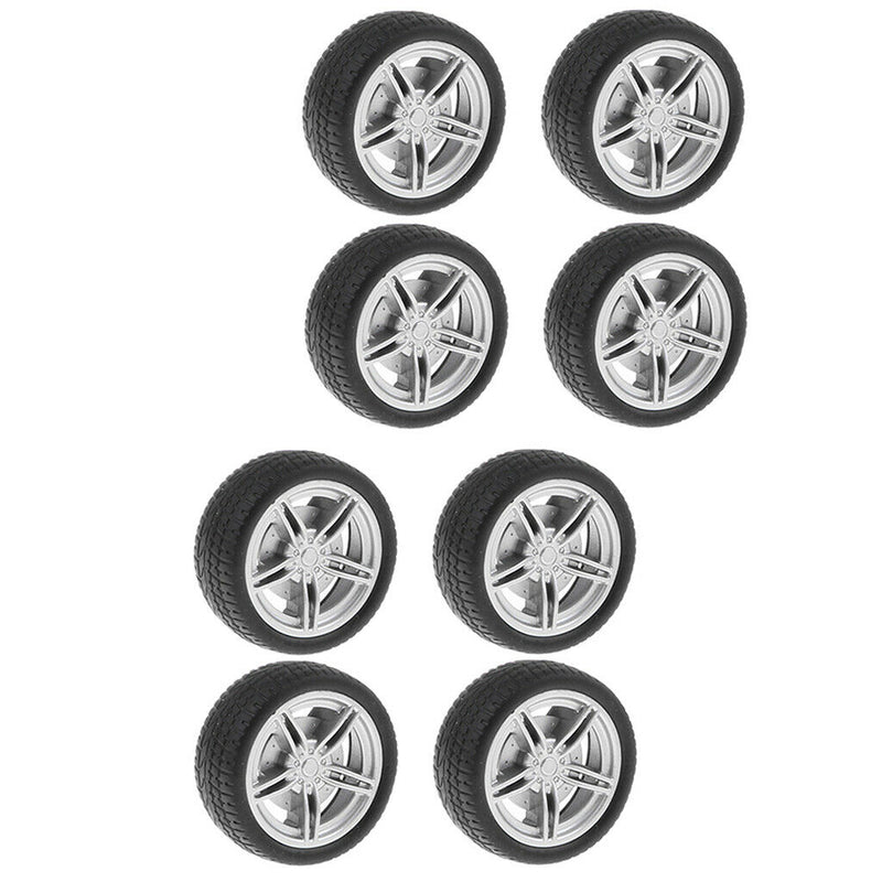 10pcs 1.9mm Shaft Plastic Wheel & 30mm Dia Rubber Tire Spare Parts for DIY Robot