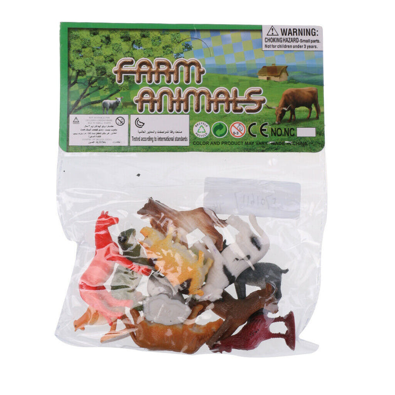 12 Pieces Party Pack Mini Farm Animals Plastic Mini Educational Farm Animal Toys