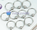 10pcs 316L Surgical Steel Round Circle Eyebrow Nose Lip Rings Bar Body Piercing