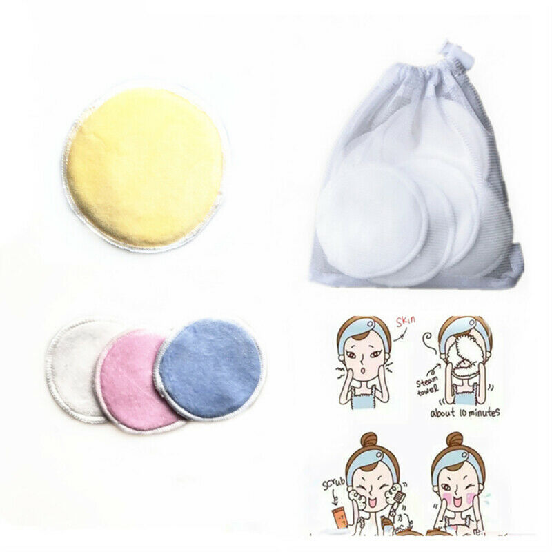 16 Packs Reusable Make Up Remover Pads Organic Bamboo Cotton Pads Round OJQ