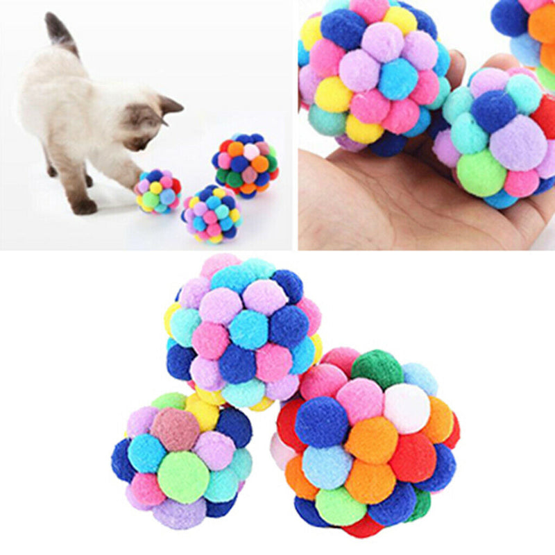 3x Cat Cat Ball Toys Eco-friendly Pet Exercise Interactive Chew Chaser Toys