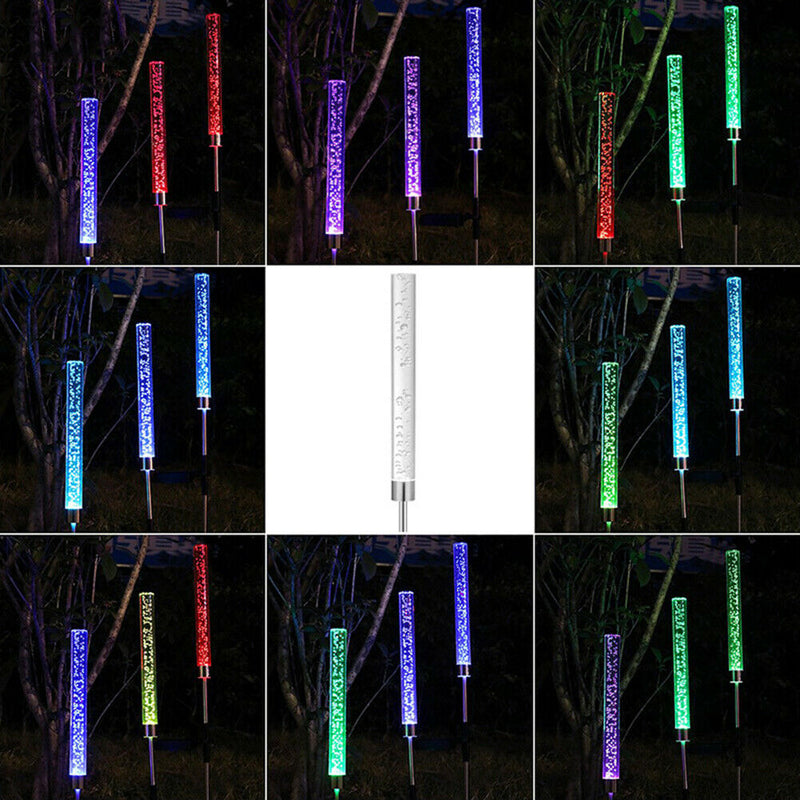 2pcs Color-changing LED Solar Lamp Waterproof Garden Light (Cylindrical)
