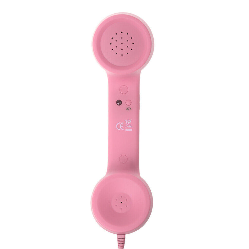 3.5mm Mic Retro Cell Telephone Handset Phone Classic Receiver Pink+Green