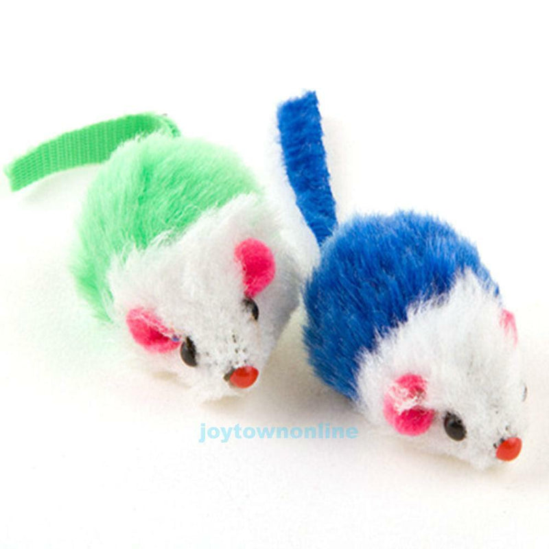 10X Colorful Plush Mouse Mice Pet Cat Toys Mini Funny Playing Sound Interactive