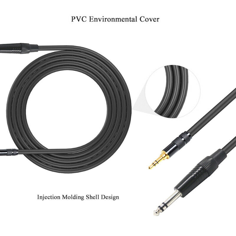 1.5m 3.5mm 1/8" Male to 6.35mm 1/4" Male TRS Stereo Audio AUX Cable PC iPod GDY