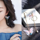 Korean Fairy Yarn Butterfly Long Earrings Asymmetric Butterfly Imitation Pe I2X8