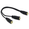 Black 3.5mm 1/8" Female To Dual 3.5mm Jack Female Y Splitter Stereo Audio CablJR