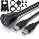 Car Usb3.0 Dual Port Extension Dashboard Panel Double 1m Waterproof New M9U9