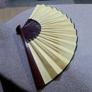 Folding Hand Fan Men's Black Bamboo Spun Silk Calligraphy Painting Writing  A7Z9