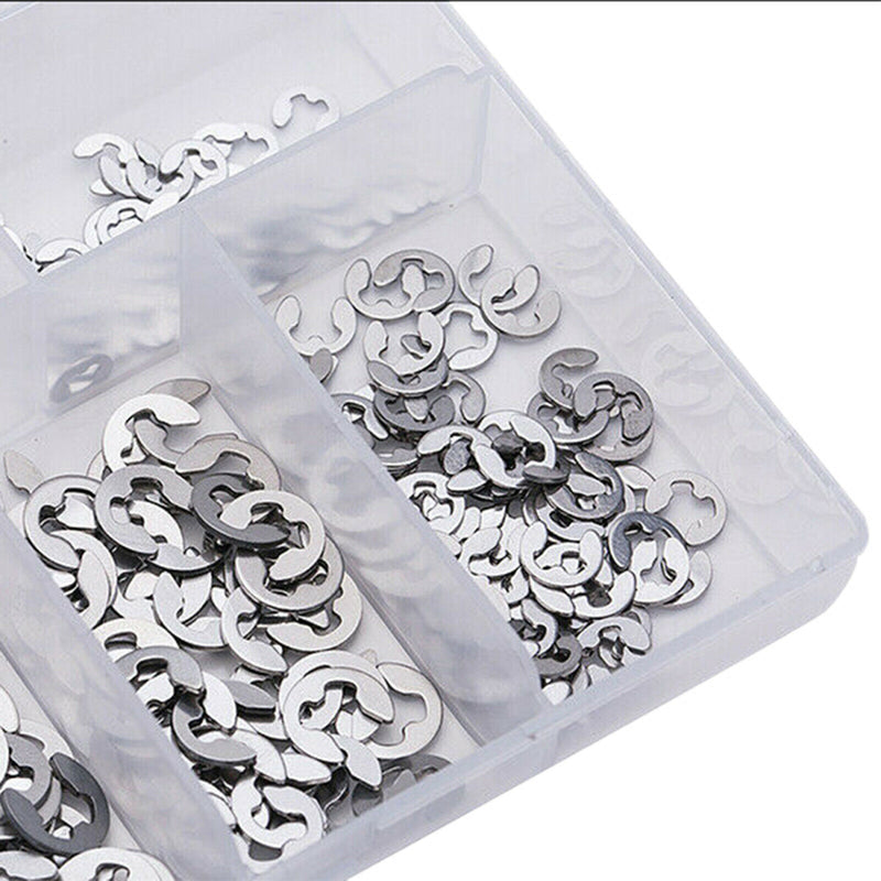 200Pcs Stainless Steel E-Clip Retaining Circlip Assortment Kit 1.5mm ~ 10mm