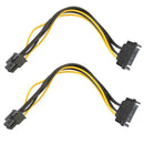 2pcs 15pin SATA to 6pin PCI-e PCI Express Adapter Cable for Video Card