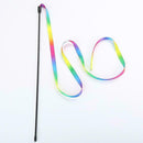 Pet Cat Toys Rainbow Cloth Stripe Tease Cat Rod Funny Supplies Playing Pet F5E0