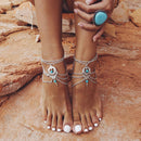 1Pc Ethnic Boho Tassel Ankle Chain Turquoise Anklet Bracelet Foot Jewelry SZO