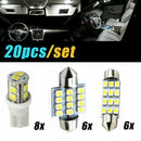 20PC/Set Combo LED Car Interior Inside Light Dome Map Door License Plate Lights