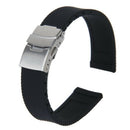 Watch Bands Sport Black Silicone Rubber Watch Strap Deployment Buckle Water F3L1