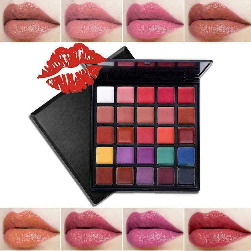 Beauty Glazed Eyeshadow Lipstick Palette 25 Color Eye Shimmer Shadows Water Q8C3
