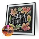 Diamond Painting Blackboard Leaves 5D Full Round Rhinestone Picture 30x30cm