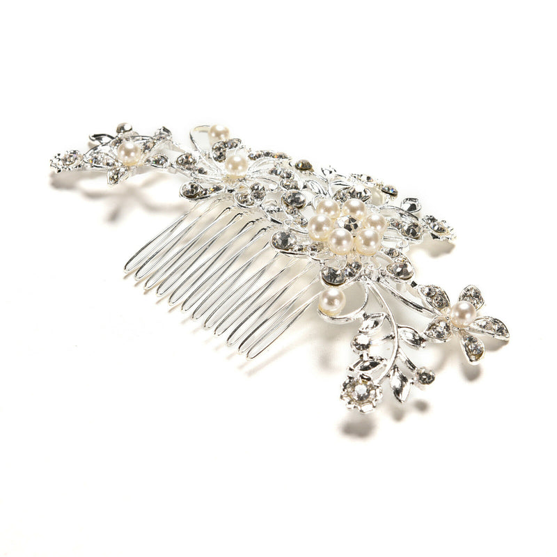 Crystal Rhinestone Wedding Flower Pearls Hair Clip Hair Comb For Women Bride  Dz