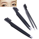 Stainless steel hair removal eyebrow tweezers clip with comb double makeup toolR