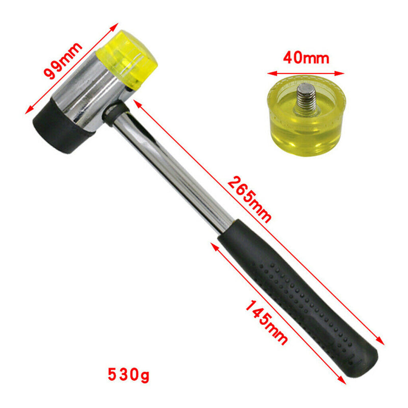 40mm Double- Faced Nylon Rubber Hammer Soft Mallet and Non Slip Plastic Grip for