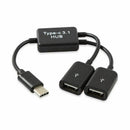 Type C OTG USB 3.1 Male to Dual 2.0 Female OTG Charge 2 Port HUB Cable Y Sp
