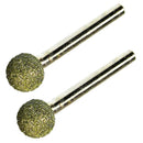 2pcs Diamond Coated Burr Head Mounted Bits Points, Abrasive Spherical Grinding