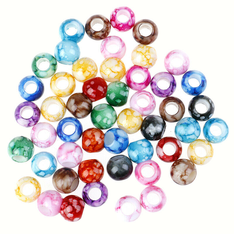 50x Acrylic Round Hair Beads Braids Diy Dreadlock Beads Hair Extension Jewelr Kw