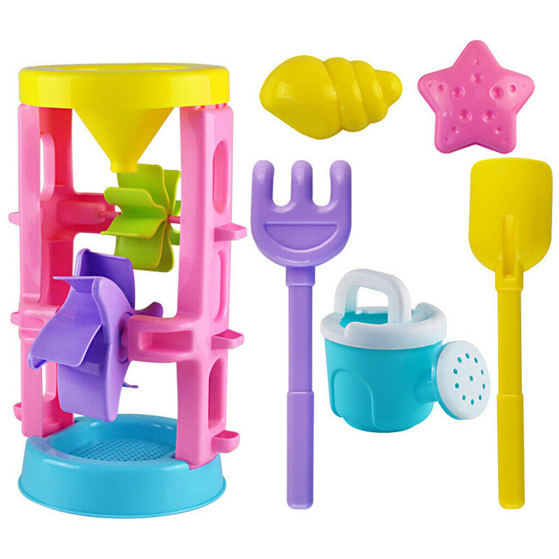 Sand Toys for Kids - 6pcs Candy Color Play Sand Kit with Shovel Rake & Molds