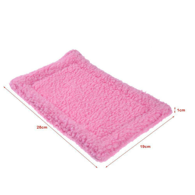Plush Pet Hamster Cushion Mat Squirrel Warm Blanket Guinea Pig Bed(Pink)