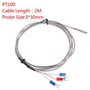 Stainless Steel RTD PT100 Temperature Sensor Thermocouple with 3 Cable Wires 2m