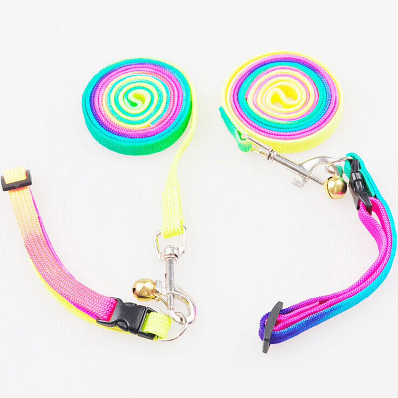 Pet Dog Walking Harness Rainbow Leash Pet Safe Belt Collar Rope Puppy LeadME