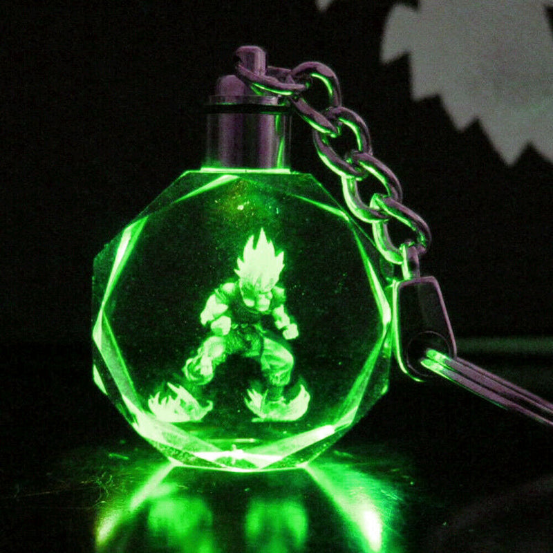 Dragon Ball Z Saiyajin Son Goku Trunks Crystal Key Ring Chain LED Light Pendant