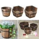 Set of 3 Wooden Flower Pots Succulent Planter Mini Size for Office Bar
