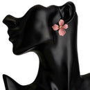 Korean Girls Flower Ear Stud Casual Women Sweet Earrings Jewelry (Pink)