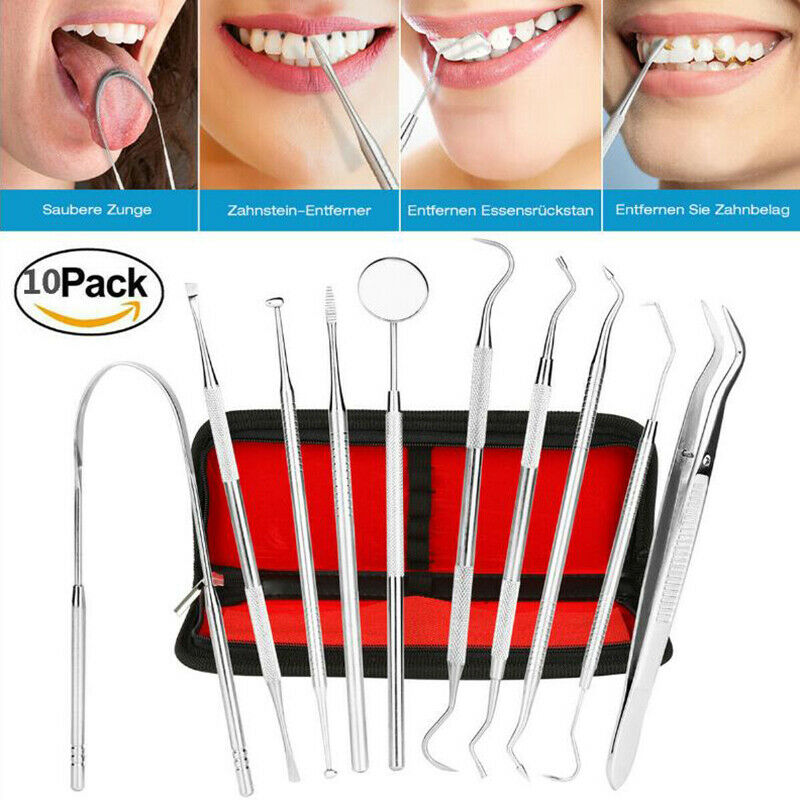 10 piece stainless steel tooth care probe dental tool set BX