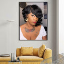 Fashion Short Curly Hair Wig Oblique Bangs Loose Hair Cover Women Hairpiece