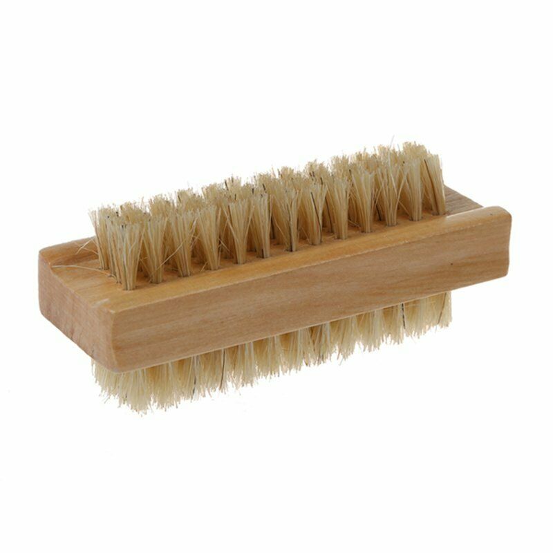 Wooden Double Sided Handle Nylon Bristle Manicure Pedicure Scrubbing Nail B B9G4